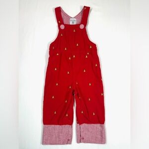 MUD PIE Boys‎ Christmas Tree Corduroy Overalls 12-18M Holiday Red Gingham
